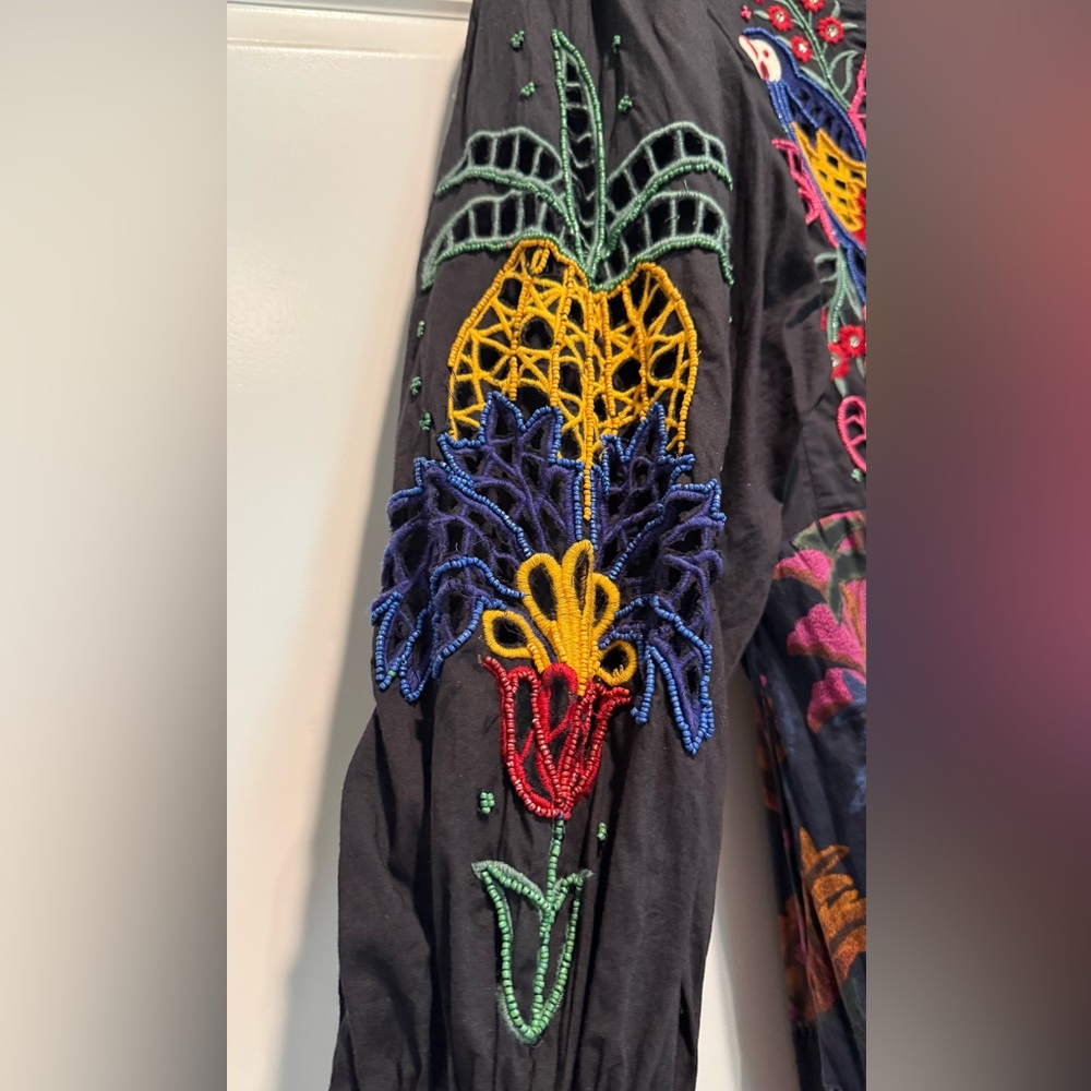 Farm Rio Embroidered Black Maxi Dress - Picture 3 of 4